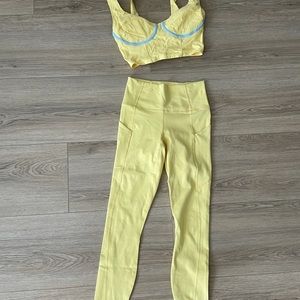 Fabletics yellow pure luxe high rise workout set XS/XXS